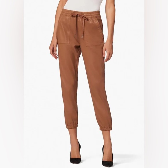 Joes Jeans Sienna Tan Coated Adjustable Waist Jogger Pants XS - Picture 5 of 10